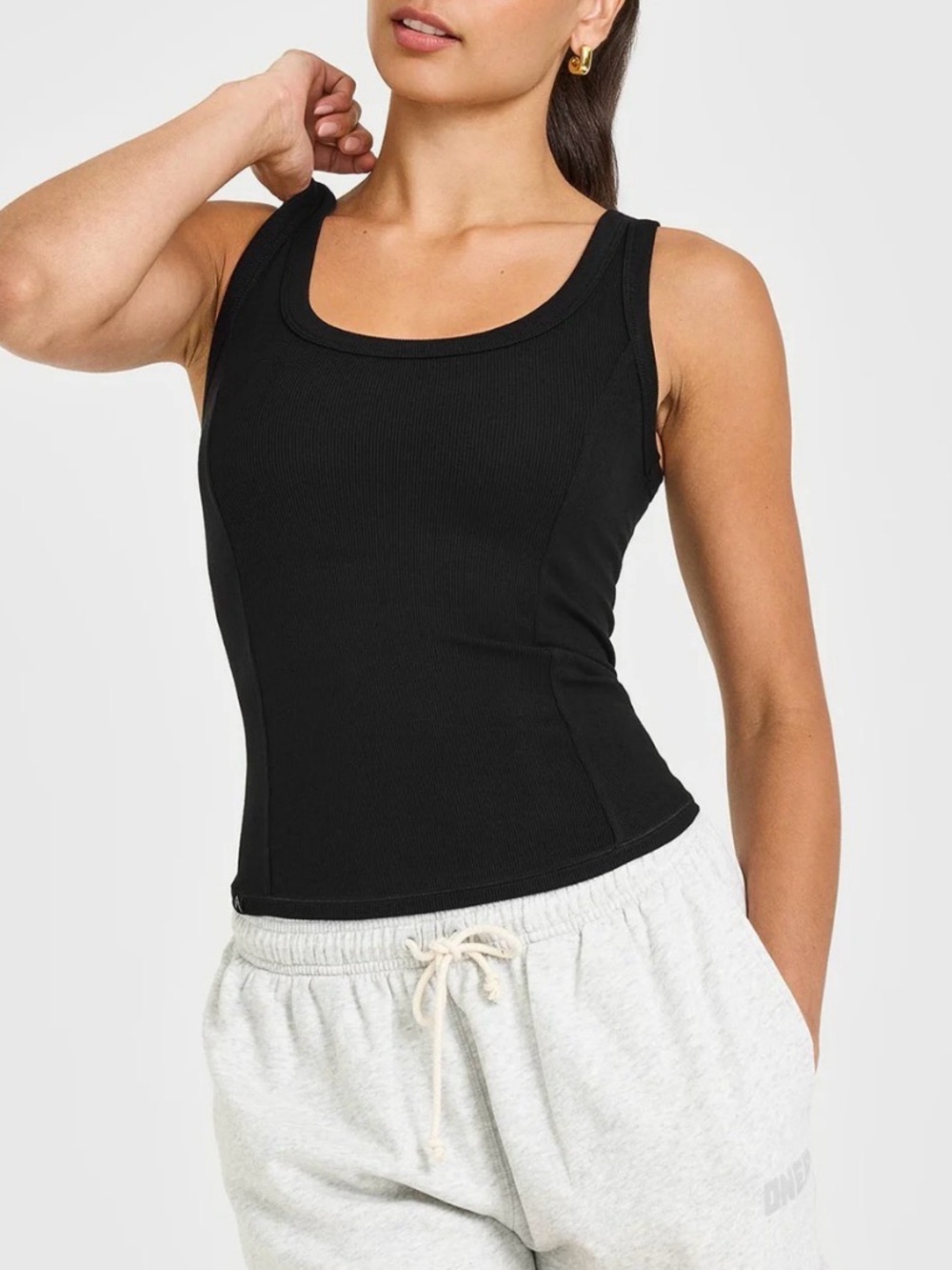 Black Racerback Ribbed Tank Top - Picture 3 of 3